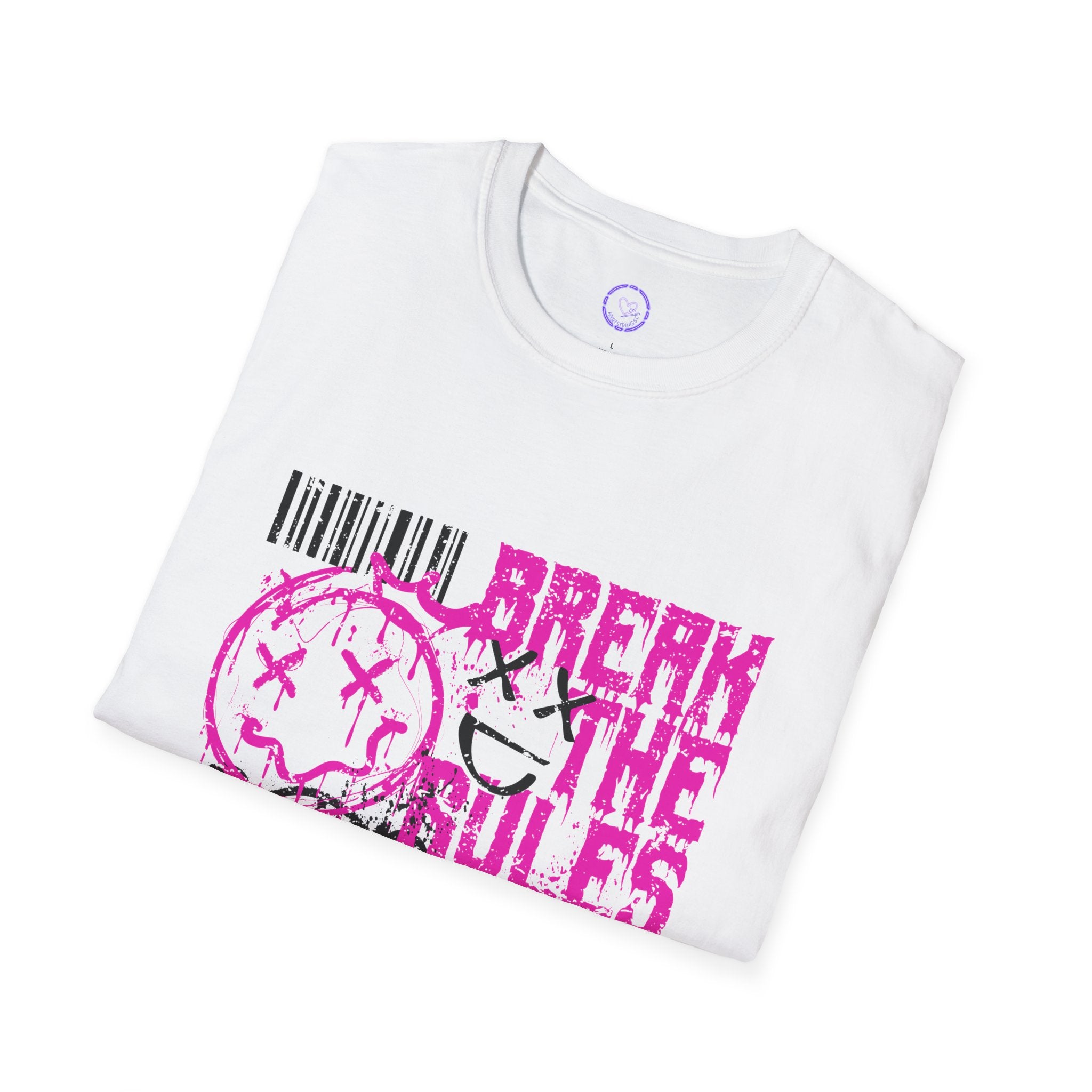 Break the Rules skull graphic T-Shirt | punk skulls, pink glitch art