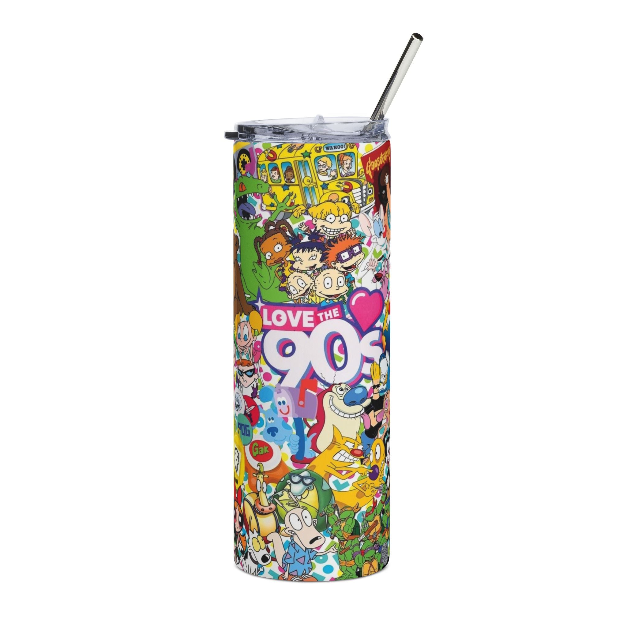 Cute Retro 90s Cartoon Collage Tumbler | Stainless Steel 20oz