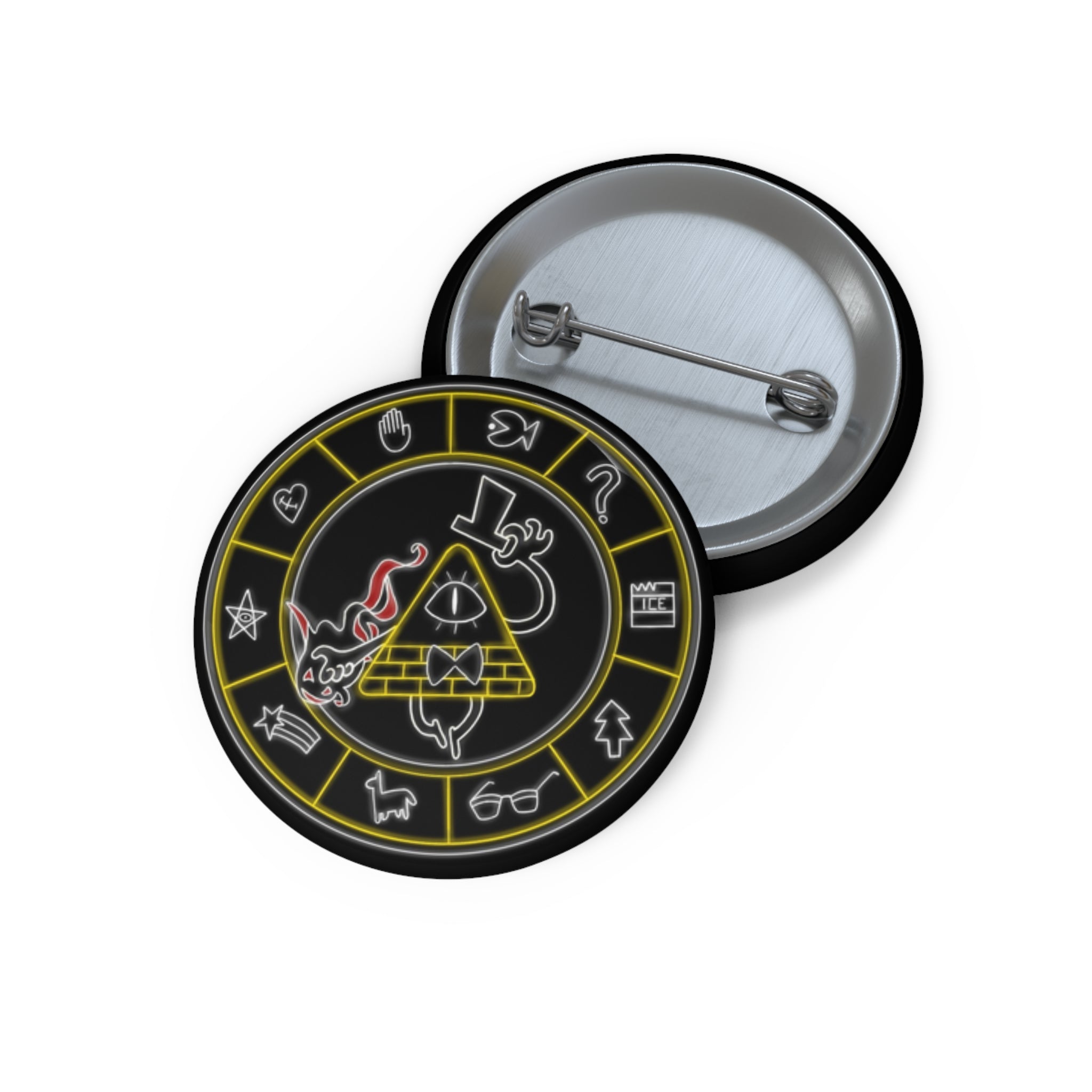 Gravity Falls Mystic Triangle Eye Pin Buttons | Occult Symbol Enamel Style