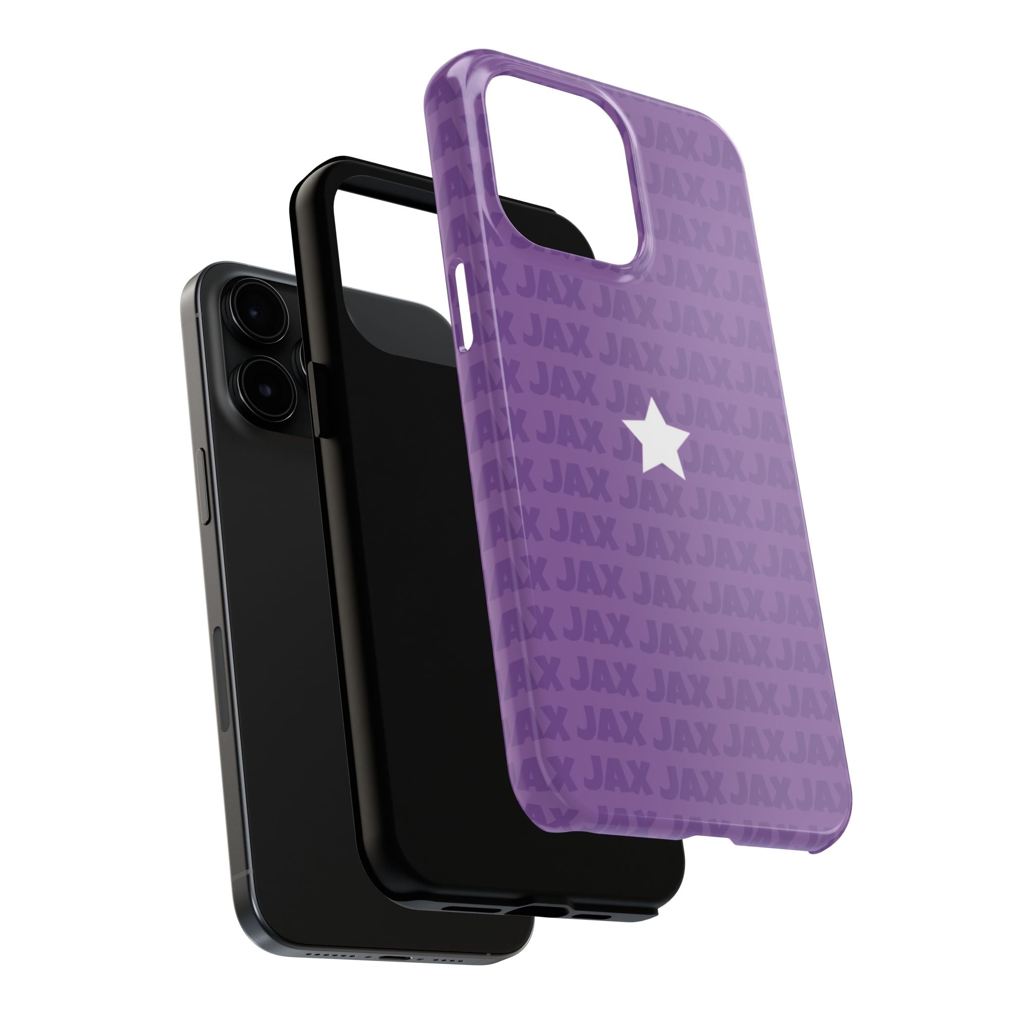 The Amazing Digital Circus JAX pattern with center star Phone Case | purple repeating name pattern