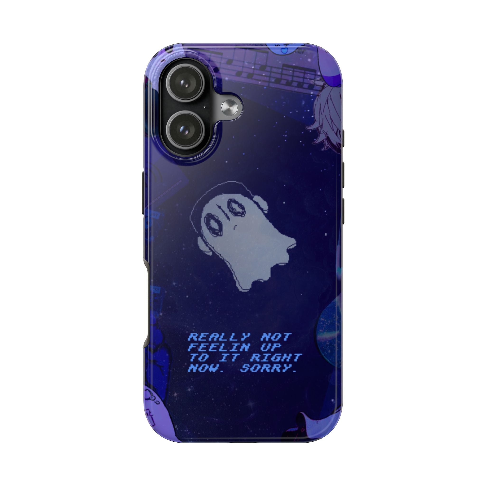 Undertale Napstablook Sad Ghost Phone Case | Blue Aesthetic, Vaporwave Quote, "Really Not Feelin' Up To It Right Now"