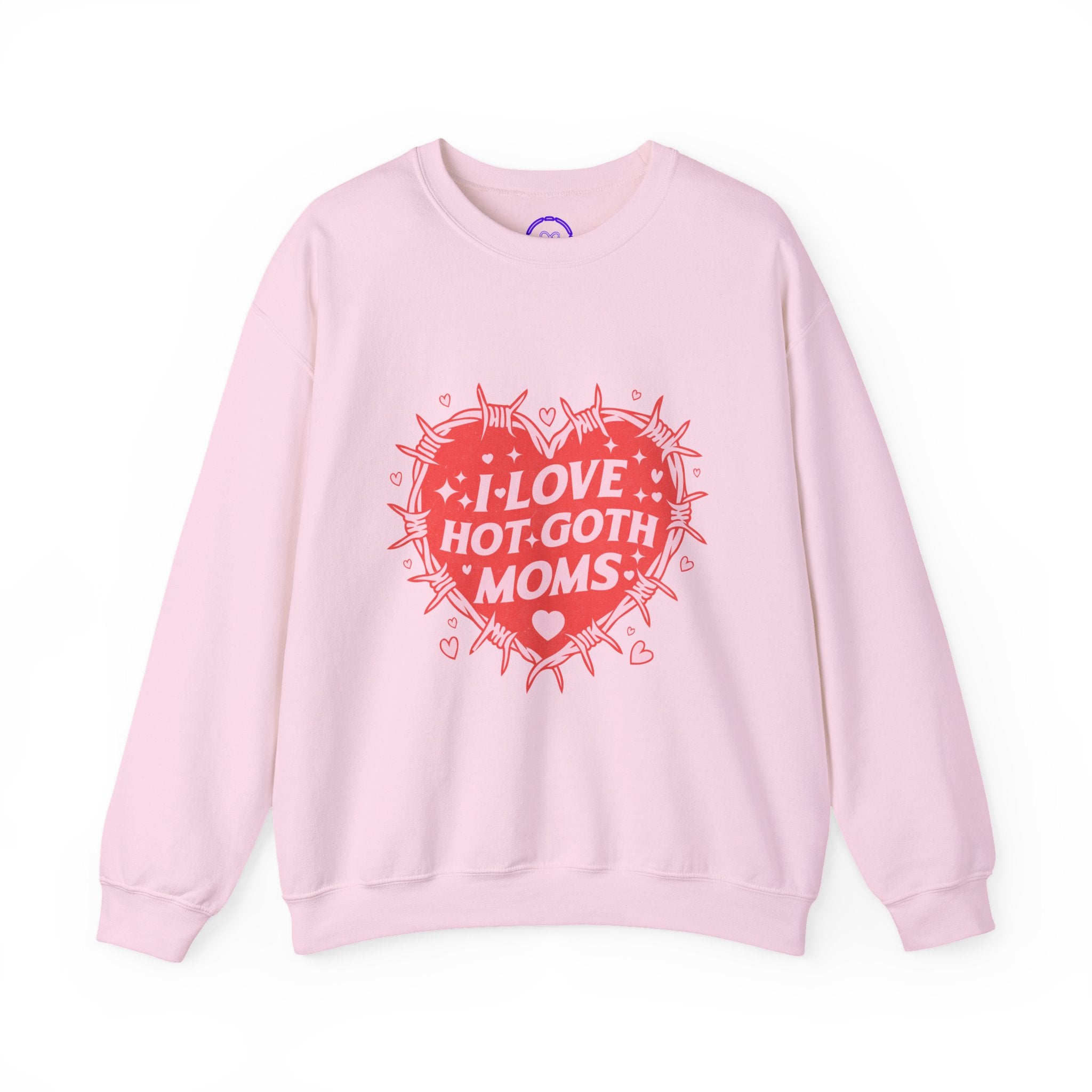 I Love Hot Goth Moms sweatshirt | Heart Graphic, Pink Goth Design