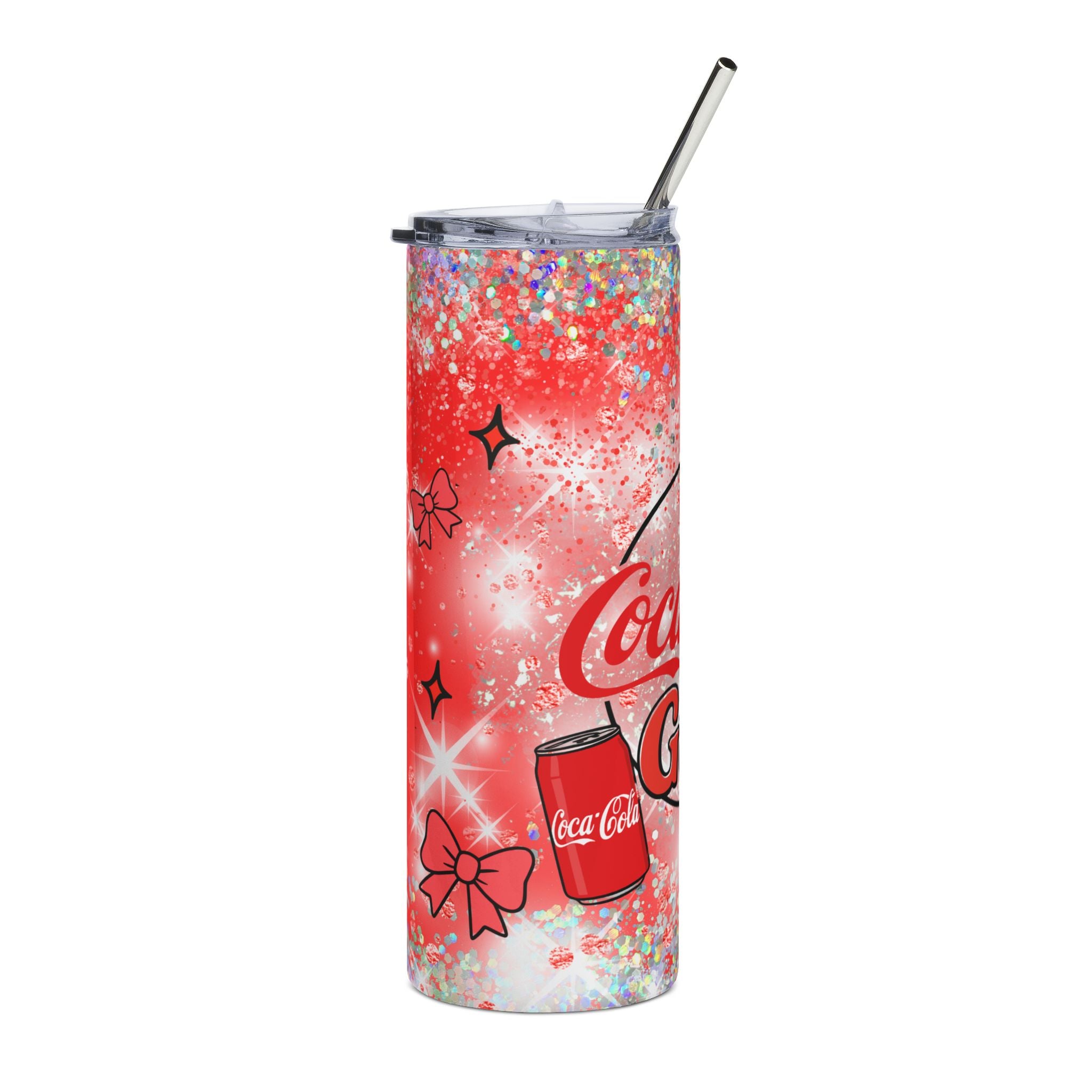 Coke Coca-Cola Girly Graphic Tumbler | 20oz Stainless Steel Sparkle Design