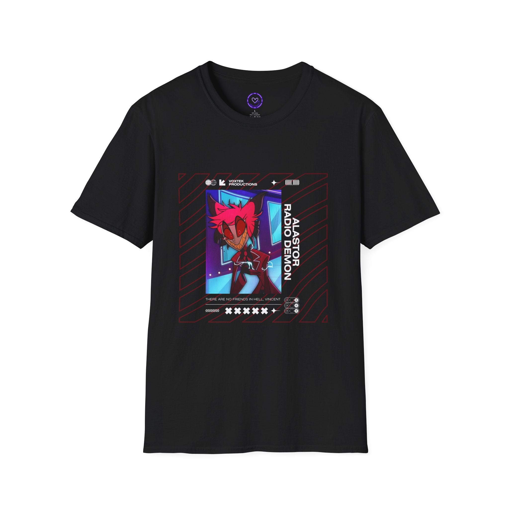 Hazbin Hotel Alastor Radio Demon Hellaverse Streetwear Neon Fox Punk character T-Shirt | Retro Vaporwave gamer aesthetic