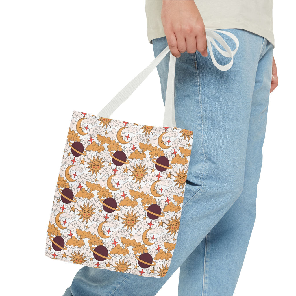 Celestial Sun Moon Pattern Tote Bag | Astrology Zodiac Starry Design